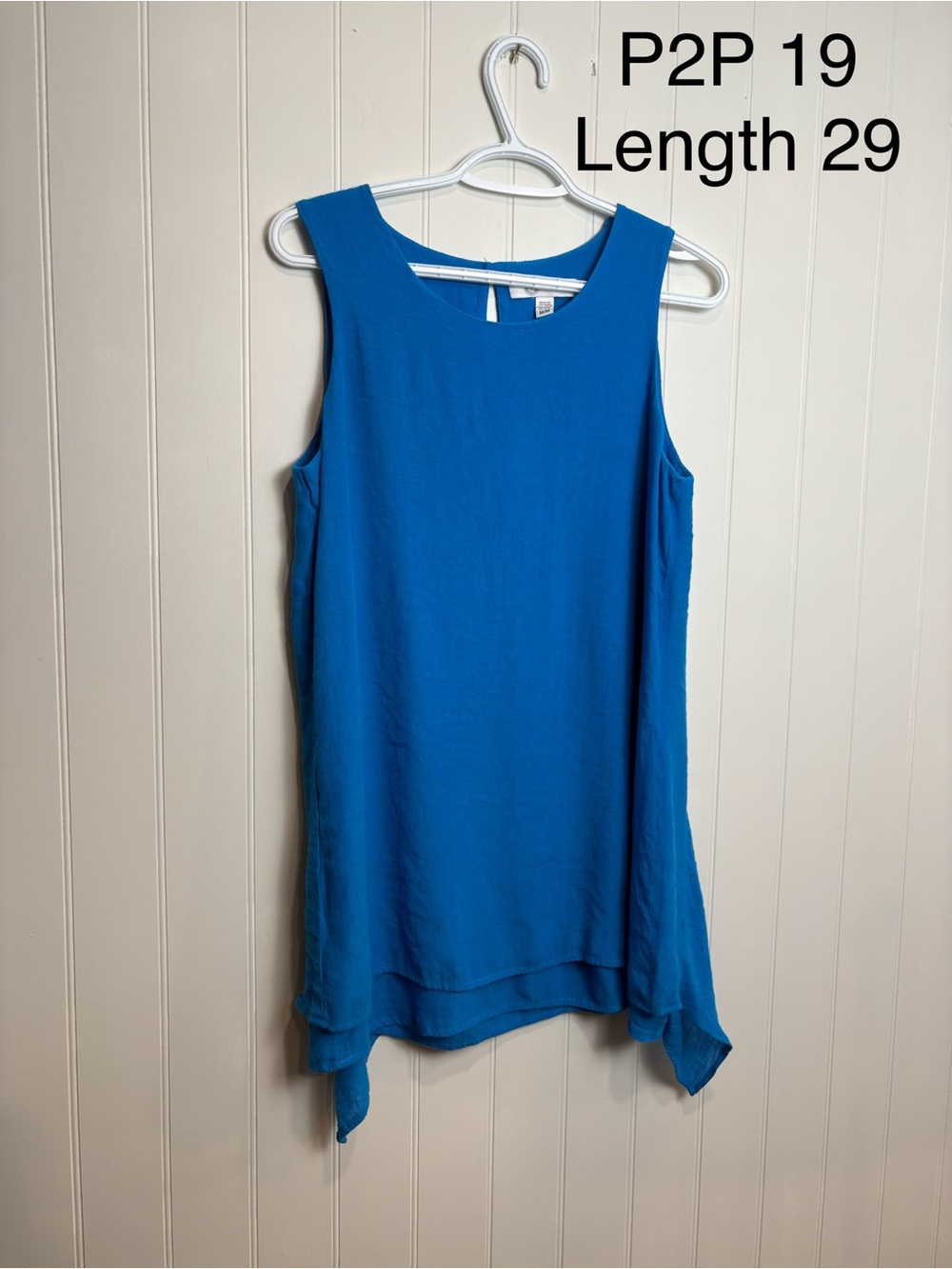 Cristina B Royal Blue Sleeveless Tunic Tank Medium Asymmetrical Hem M